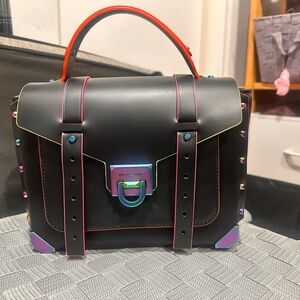 Michael Kors Black Satchel with Rainbow Accents